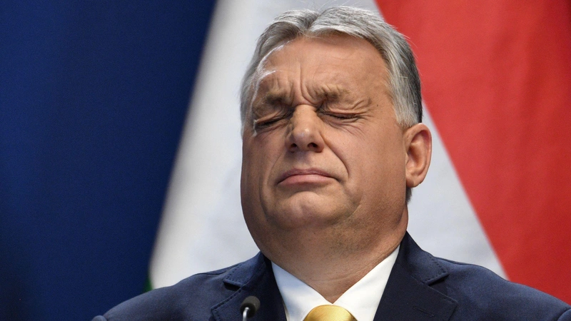 Hungarian Prime Minister Viktor Orban reacts during his traditional new year press conference at his new office, Buda Castle’s Carmelita monastery, on January 9, 2020 in Budapest. (Photo by Attila KISBENEDEK / AFP)