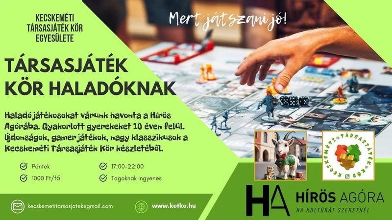 Társasjáték kör haladóknak augusztusban