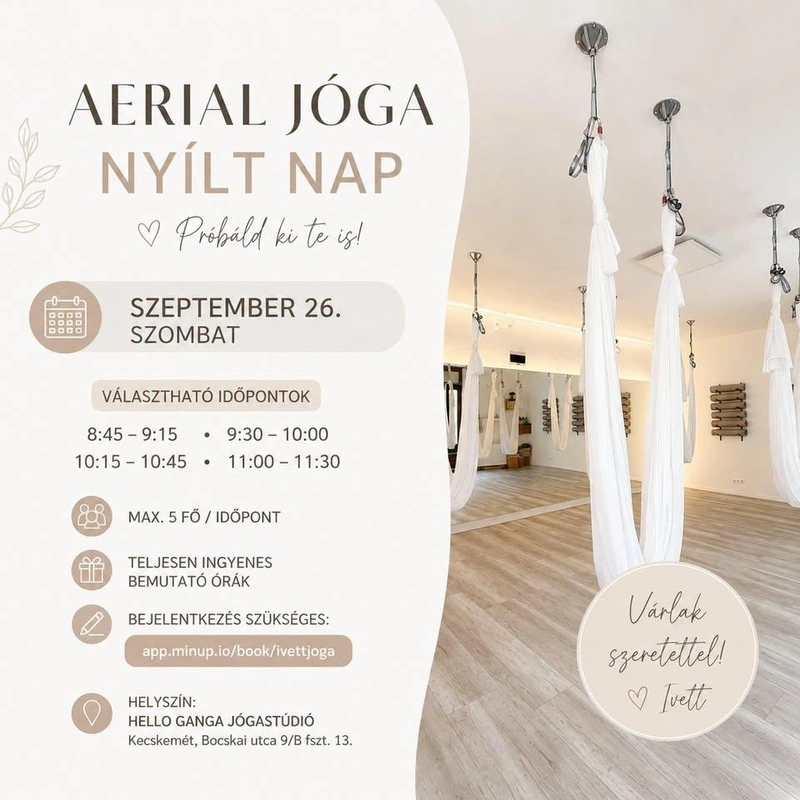Aerial Jóga Nyílt Nap – Ingyenes bemutató!