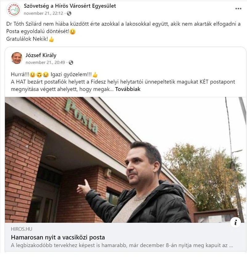Forrás: Szövetség a Hírös Városért Egyesület Facebook-oldala