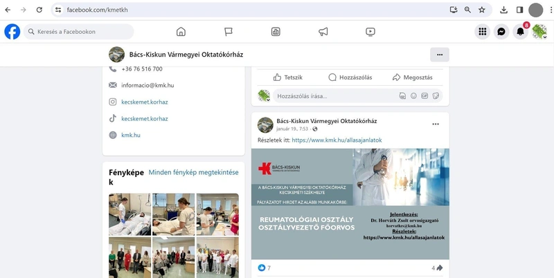 Forrás: Bács-Kiskun Vármegyei Oktatókórház Facebook-oldala