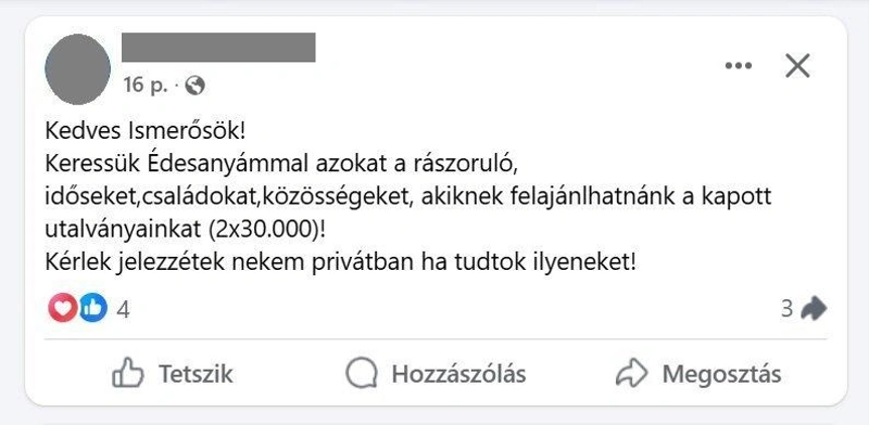 Képernyőfotó / forrás: Facebook