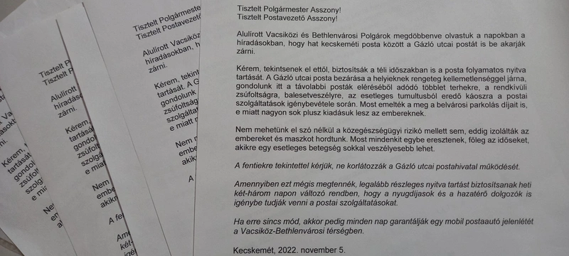 A Magyar Posta hat fiókját zárja be Kecskeméten. Aláírásokat gyűjtenek, hogy a Gázló utcai posta nyitva maradjon / kecsup.hu
