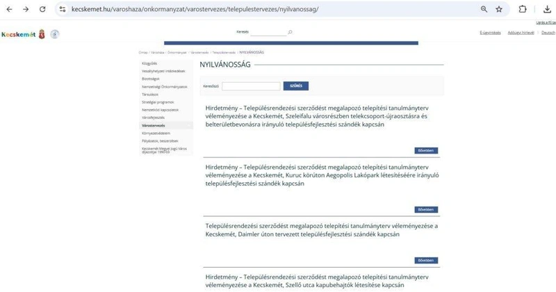 Képernyőfotó: kecskemet.hu