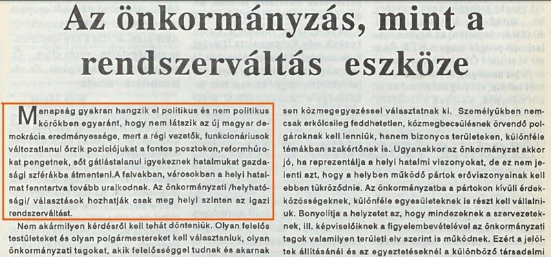 Az MDF Ébresztő című kiadványa 1990 júliusából