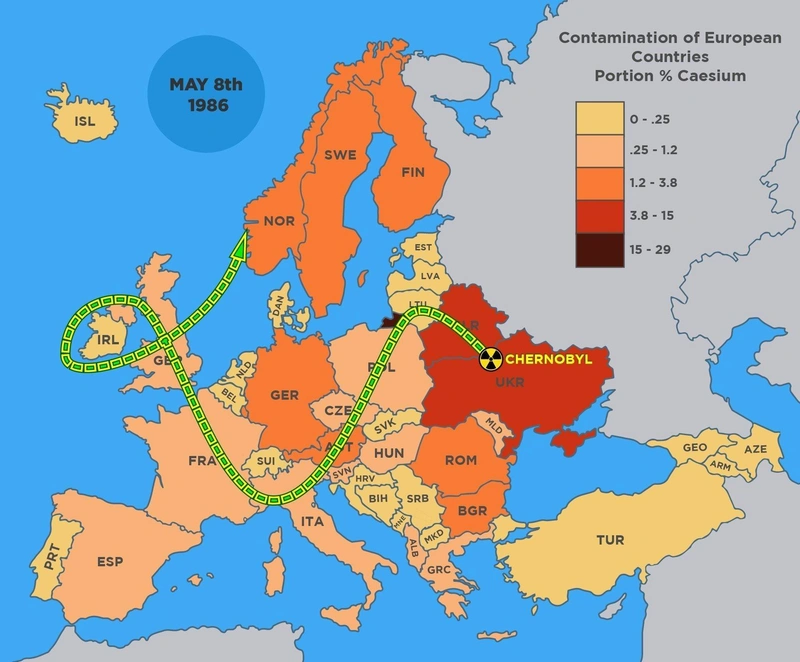 A csernobili robbanás a radioaktív anyagokat 1,5 kilométer magasságba emelte a levegőben. / Fotó: https://www.chernobylwel.com/