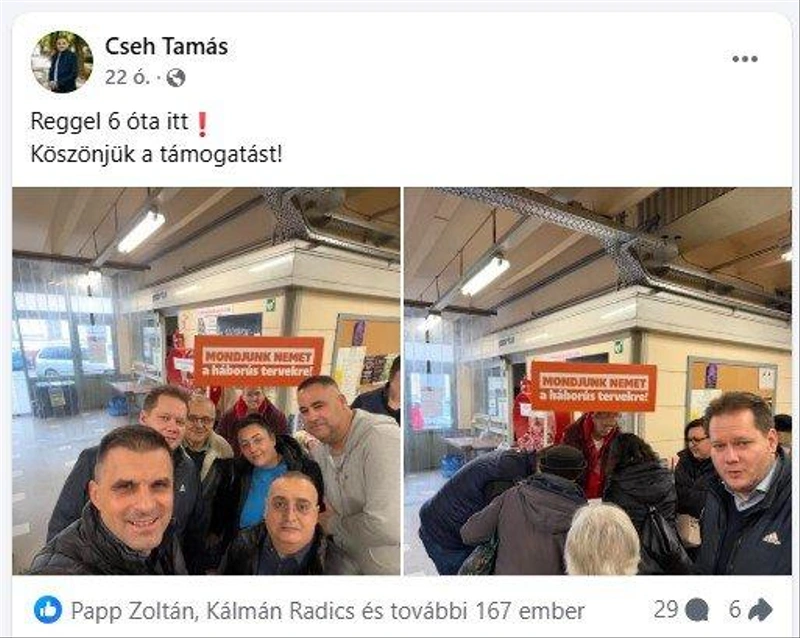 Cseh Tamás (elől) mellett Pászti András és Fekete Gábor önkormányzati képviselők is talpalnak a kampányban.