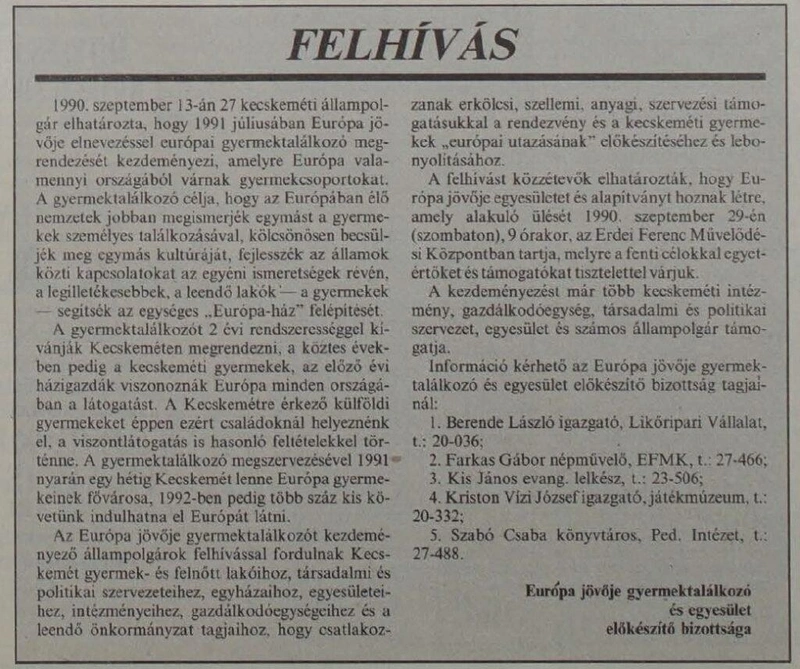 Forrás: Petőfi Népe, 1990. szeptember 25-ei lapszám