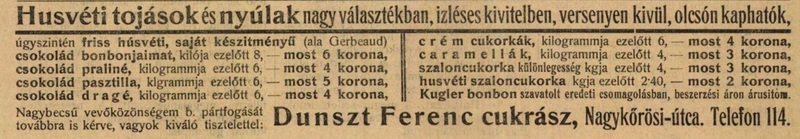 A cukrászdák fontos szerepet töltöttek be a helyi polgárság mindennapjaiban a századelőn. / Forrás: arcanum.hu