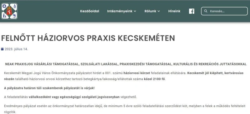 Forrás: Egészségügyi és Szociális Intézmények Igazgatósága honlapja, eszii.hu
