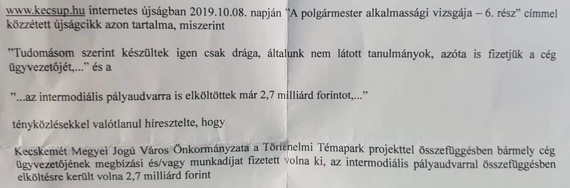 Helyreigazítási kérelem még 2019-ből