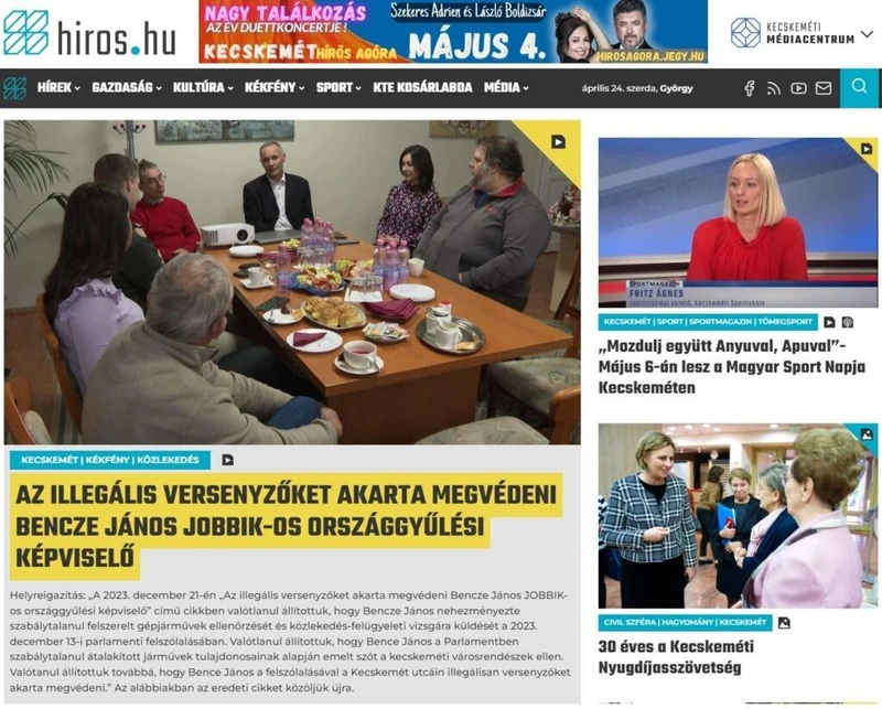Képernyőfotó, hiros.hu