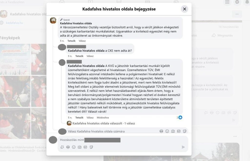 Képernyőfotó Kadafalva hivatalos Facebook-oldaláról