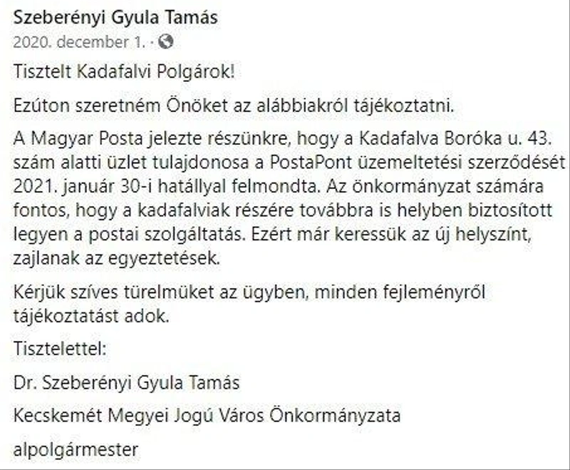 Facebook/Kadafalva hivatalos oldala