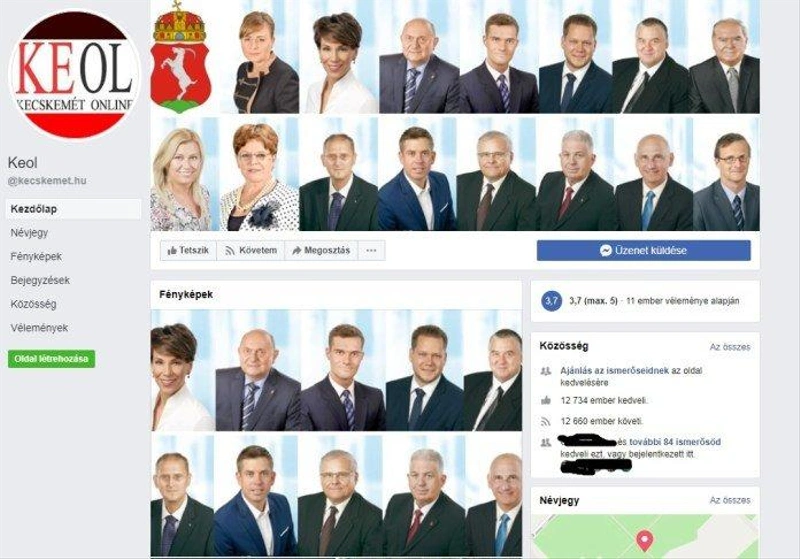 Az önkormányzati választás előtt így nézett ki a KEOL Facebook oldala