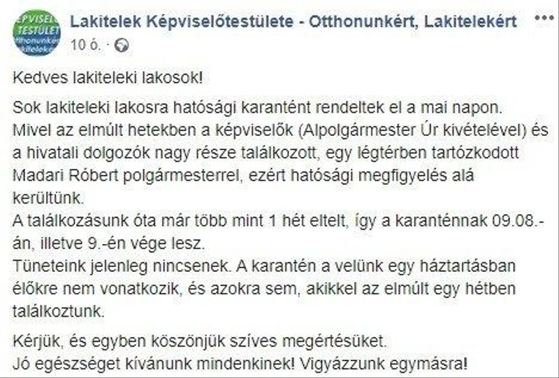 Facebook/Lakitelek Képviselőtestülete