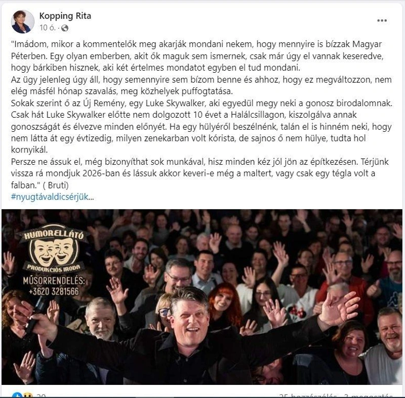 Képernyőfotó, Kopping Rita Facebook-oldala