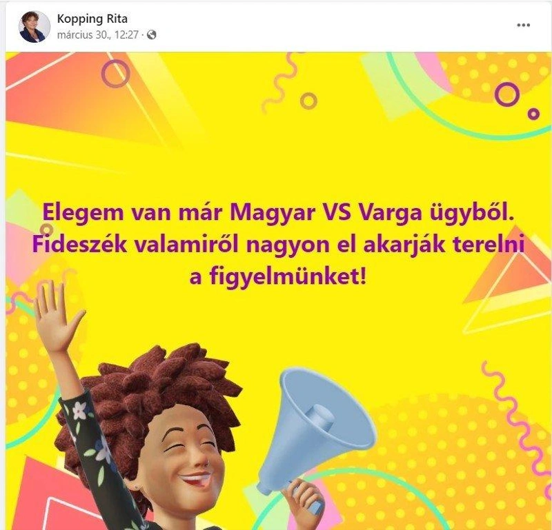 Képernyőfotó, Kopping Rita Facebook-oldala