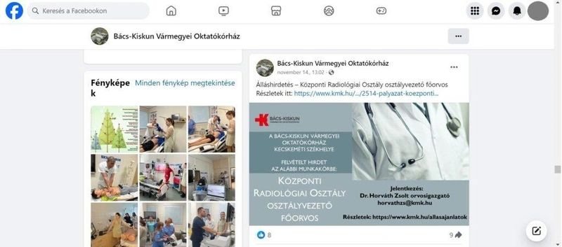 Forrás: Bács-Kiskun Vármegyei Oktatókórház Facebook oldala
