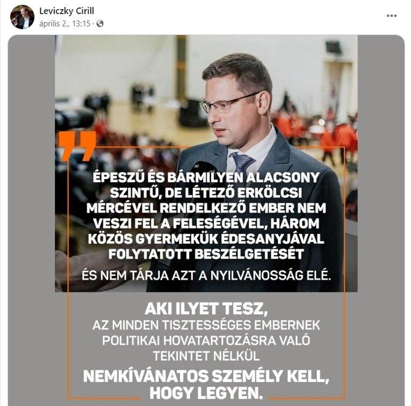 Képernyőfotó: Leviczky Cirll Facebook-oldala