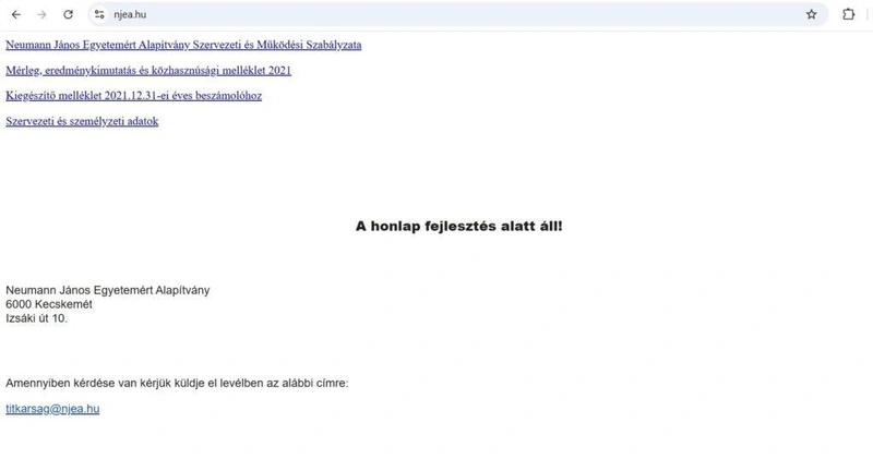Képernyőfotó a www.njea.hu oldalról
