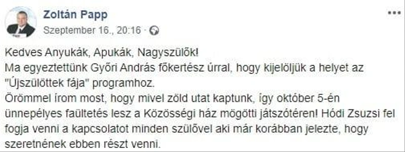 Papp Zoltán Facebook oldala