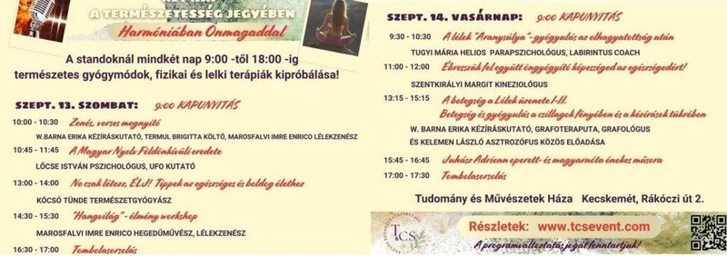 Az esemény programja / Forrás: Bács-Kiskun Vármegyei Tudományos Ismeretterjesztő Társulat facebook-oldala