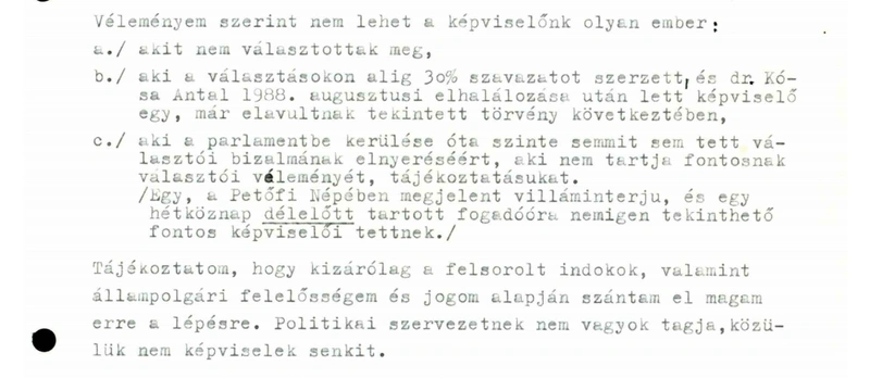 Részlet Szollár Lajos egyik leveléből, 1989. január 4.