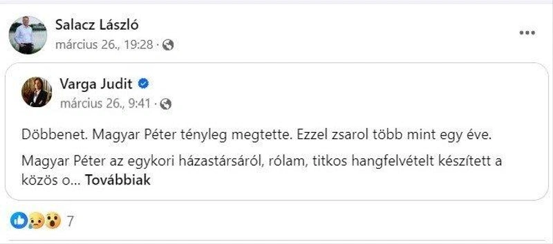 Képernyőfotó, Salacz László Facebook-oldala