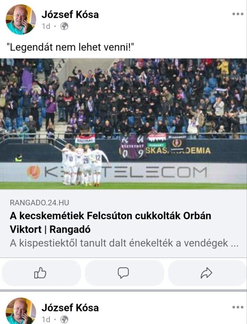 Kósa József fideszes képviselő posztja / Forrás: a képviselő Facebook-profilja