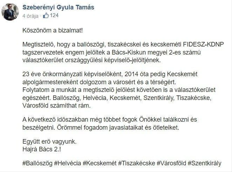 Facebook/Szeberényi Gyula Tamás