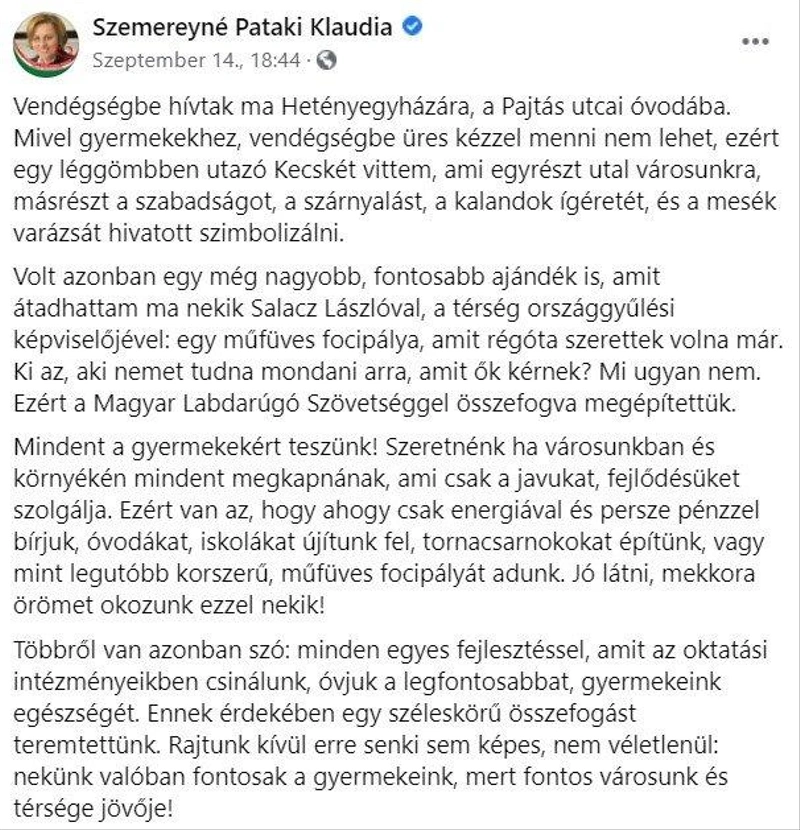 Facebook/Szemereyné Pataki Klaudia