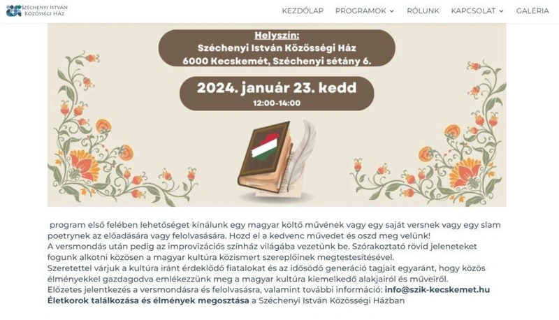 Forrás: Széchenyi István Közösségi Ház honlapja