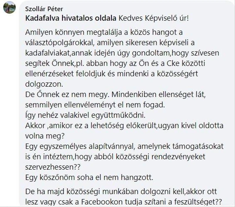 Facebook/Kadafalva hivatalos oldala