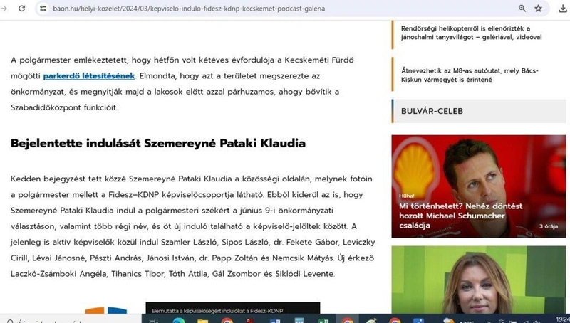 Képernyőfotó, Baon.hu