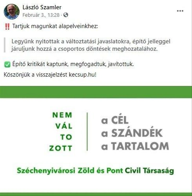 Facebook/Széchenyivárosi Zöld és Pont