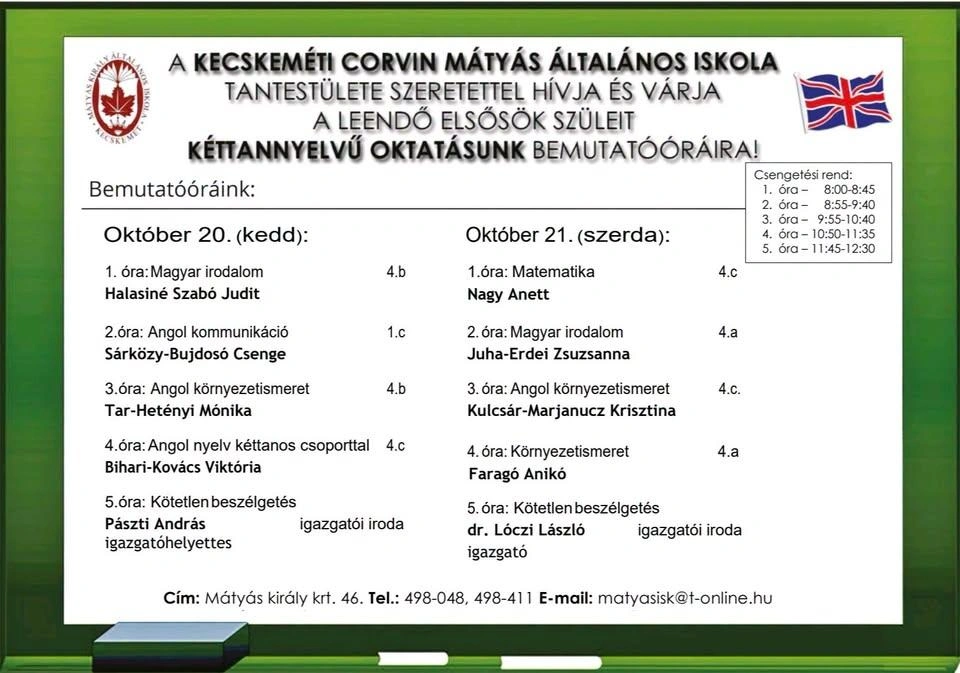 Bemutatóórák a leendő elsősök szüleinek