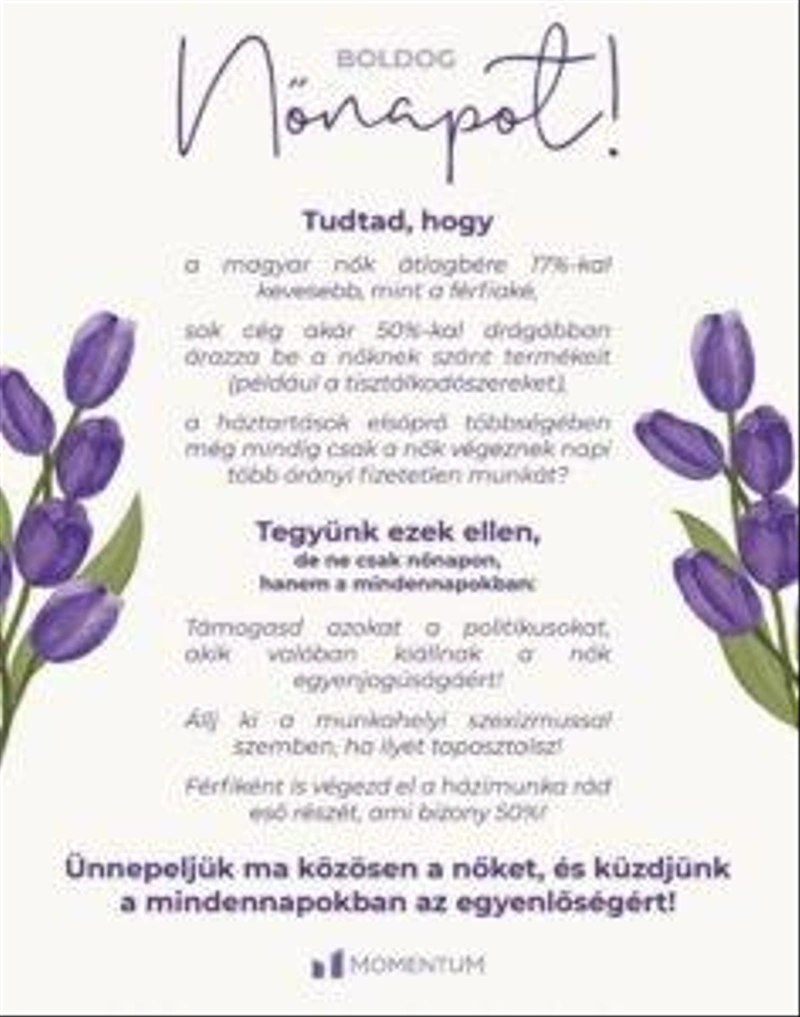 A Momentum 2024-es nőnapi üzenete. Forrás: Facebook.