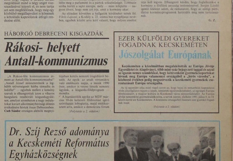 Forrás: Petőfi Népe, 1990. október 8-ai lapszám