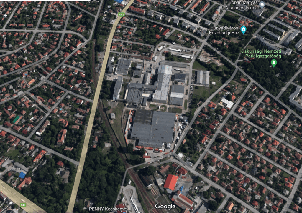 A Ceglédi úti üzem és környéke / Forrás: Google Maps