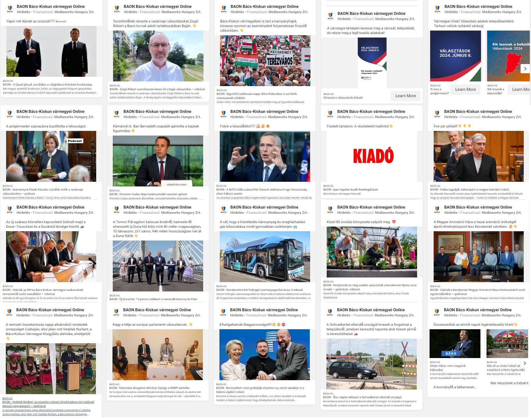 A BAON hirdetései az utóbbi 90 napból: barátságos fideszesek, háborúpárti ellenzék és nato és egy üzelti hirdetés / KecsUP montázs
